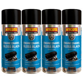 4X Hycote Gloss Black Engine Enamel Spray Paint 400ml Spray Paint